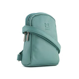 Mala Leather Green Anishka Mini Double Pocket Crossbody Bag