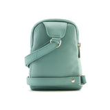 Mala Leather Green Anishka Mini Double Pocket Crossbody Bag