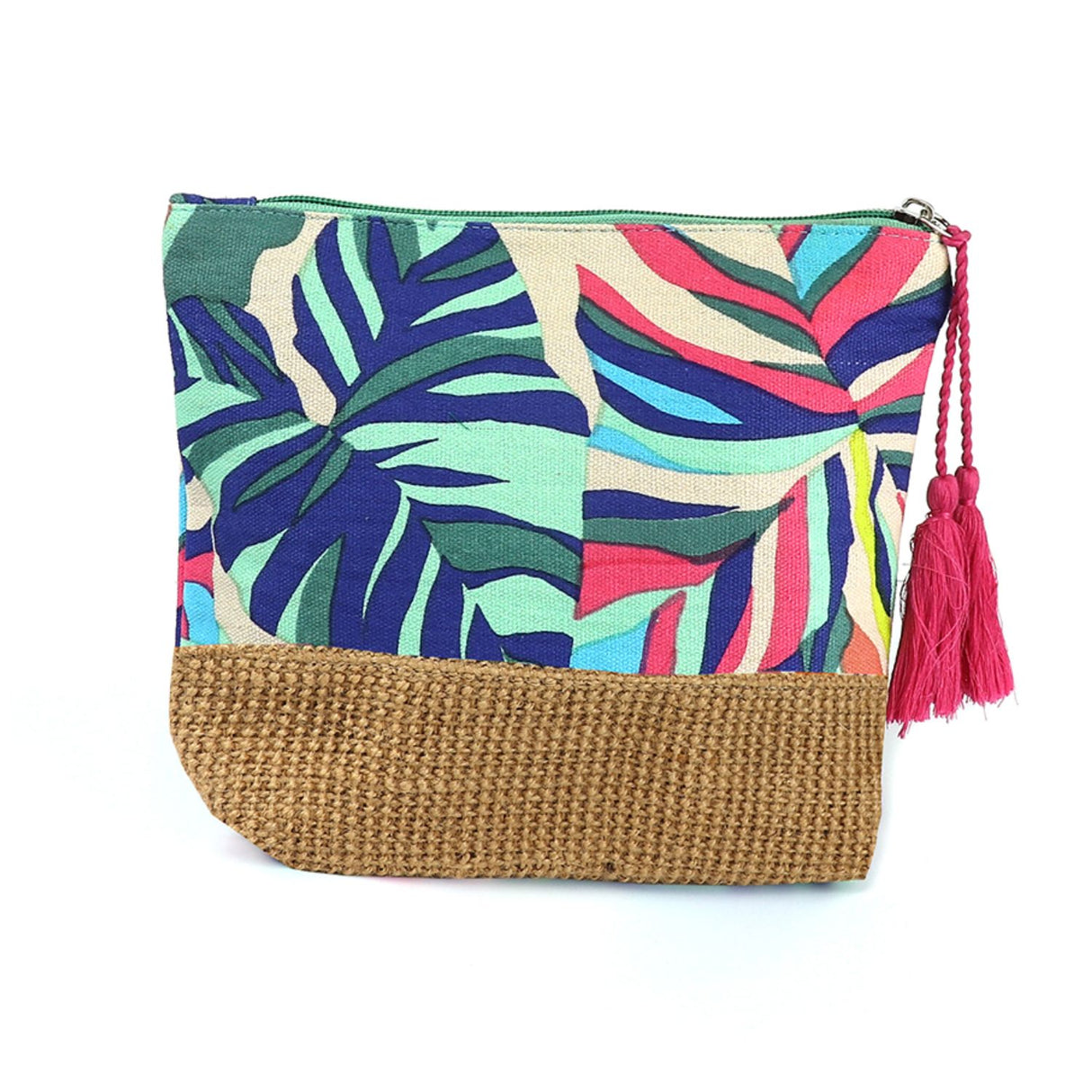 POM Teal & Pink Tropical Leaf Print Tote Bag