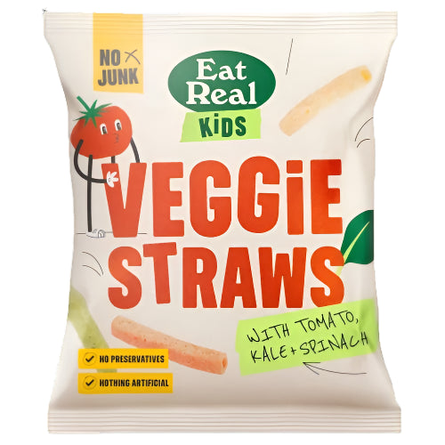 Eat Real Kids 20g Veggie Straws with Tomato, Kale & Spinach - Vegan