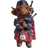 Vivid Arts 11cm Highland Cattle Bagpiper - XHC-4004-D