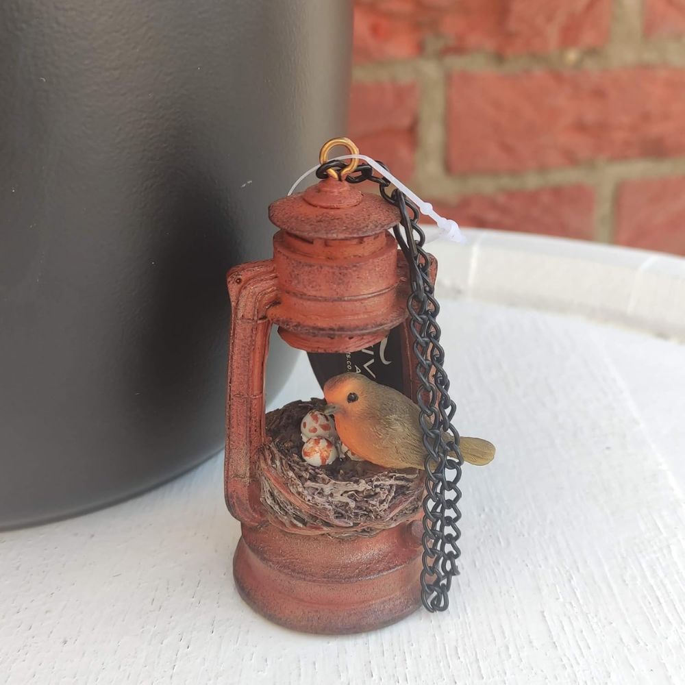 Vivid Arts 15cm Hangiing Mini Robin Nest In Lantern