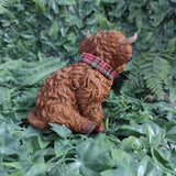 Vivid Arts 14.5cm Sitting Highland Cow with Red Scarf - XRL-HLC7-F