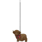 Vivid Arts 6.5cm Hanging Standing Highland Cow with Red Scarf - HGF-086