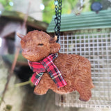 Vivid Arts 6.5cm Hanging Standing Highland Cow with Red Scarf - HGF-086
