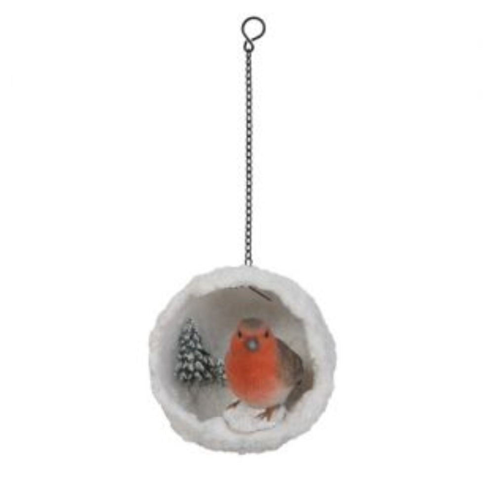 Vivid Arts 6cm Hanging Robin Mini Snowball Resin Ornament - BG-HS53-G