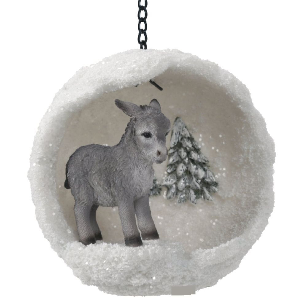 Vivid Arts 6cm Hanging Snowball Donkey Resin Ornament
