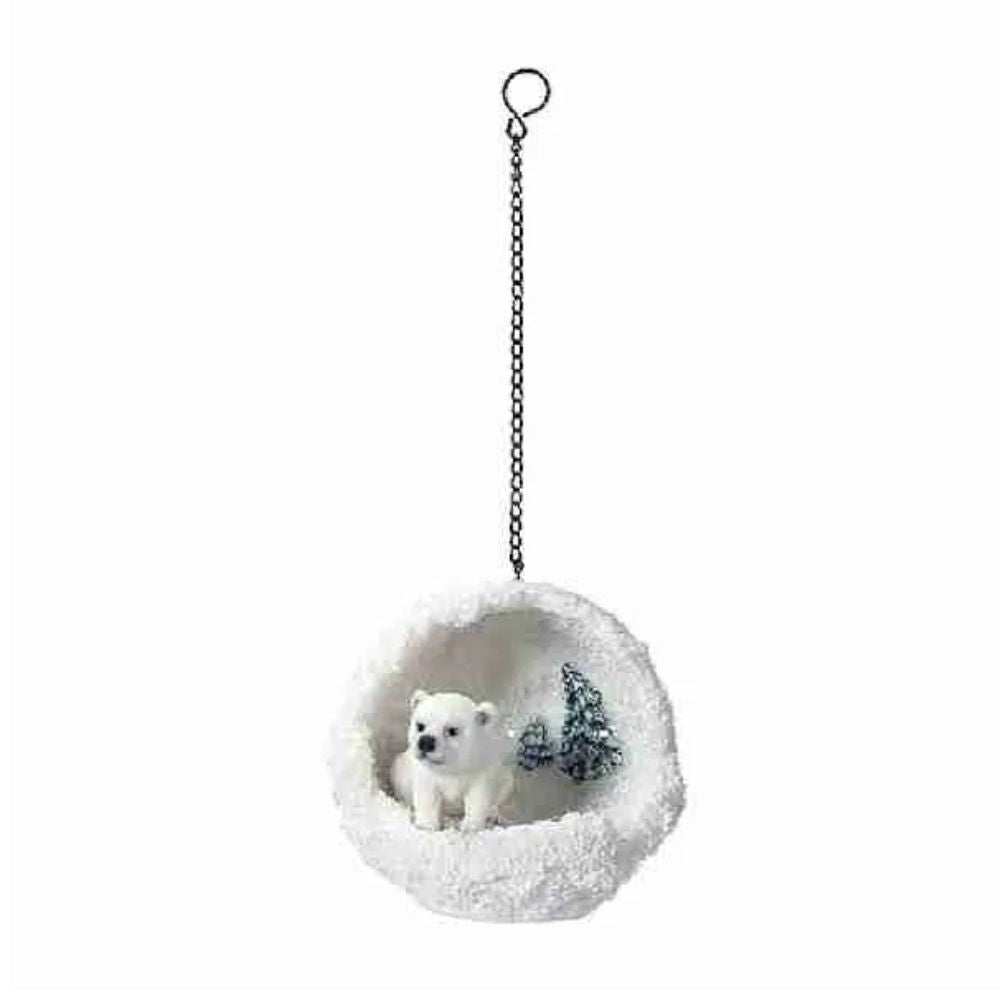 Vivid Arts 6cm Hanging Snowball with Polar Bear Resin Ornament