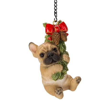 Vivid Arts Hanging French Bulldog Puppy with Wreath Pet Pals