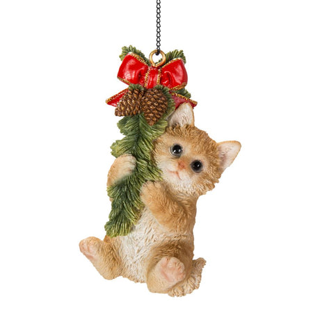 Vivid Arts Hanging Ginger Kitten with Wreath Pet Pal