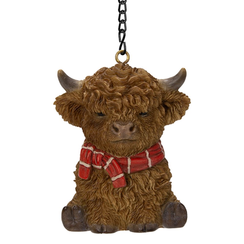 Vivid Arts Hanging Highland Cow with Scarf