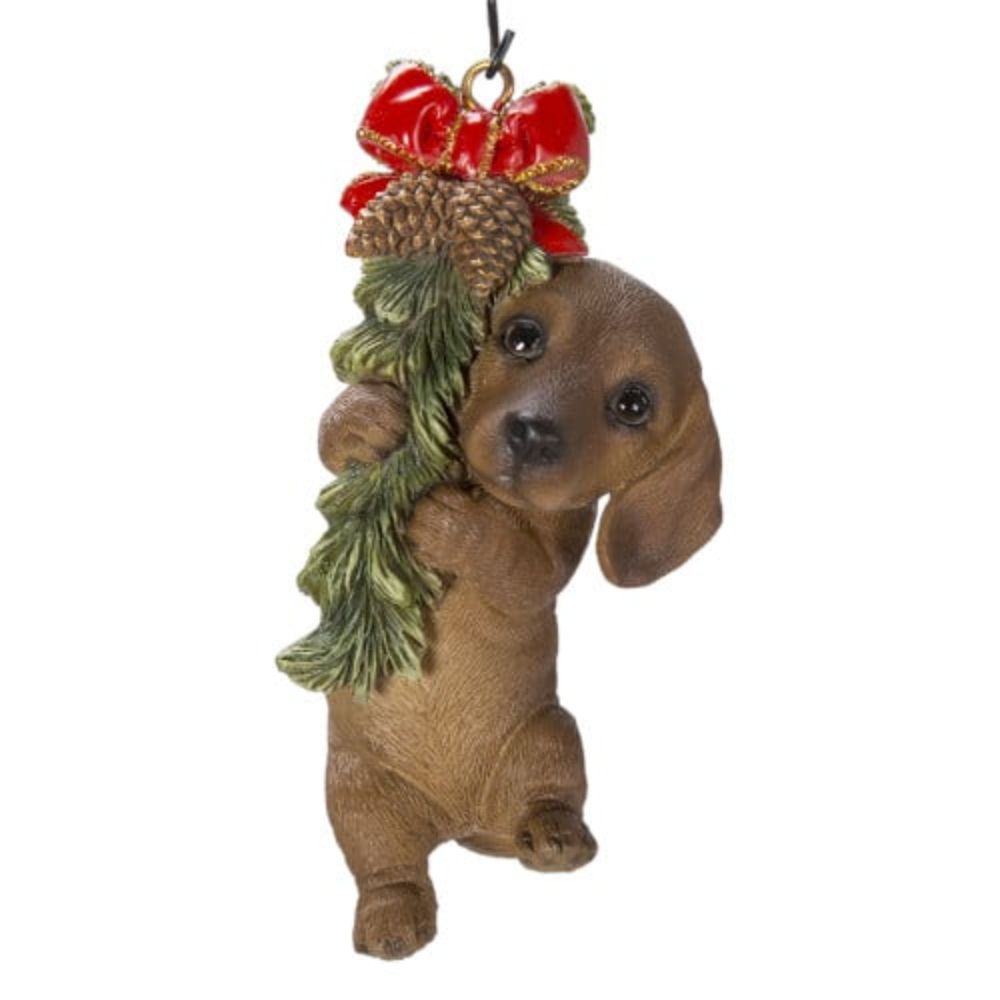 Vivid Arts Resin Hanging Brown Dachshund Wreath Puppy Pet Pal