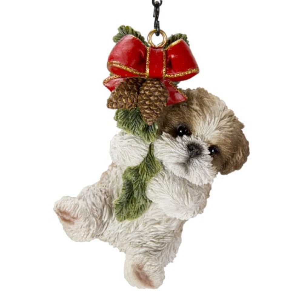 Vivid Arts Resin Hanging Brown Shih Tzu Wreath Puppy Pet Pal