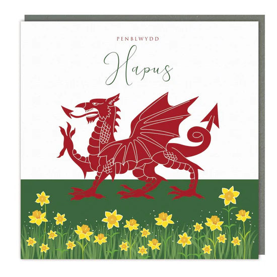 Tracks Publishing Penblwydd Hapus Welsh Flag Blank Card
