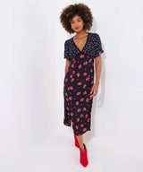 Joe Browns 10 Black Louisa Spots & Floral Midi Dress - WF203A