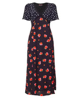 Joe Browns 10 Black Louisa Spots & Floral Midi Dress - WF203A