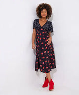 Joe Browns 10 Black Louisa Spots & Floral Midi Dress - WF203A