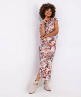 Joe Browns 18 Cream Romantic Rose Stretch Maxi Dress - WF217A