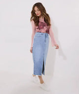 Joe Browns 16 Blue Denim Elsa Panelled Midi Skirt