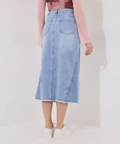 Joe Browns 16 Blue Denim Elsa Panelled Midi Skirt