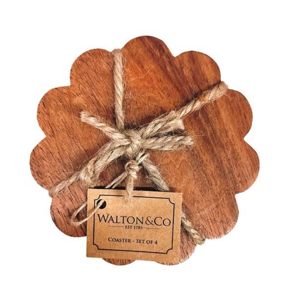 Walton & Co 10cm Scalloped Wooden Coaster (Set of 4)