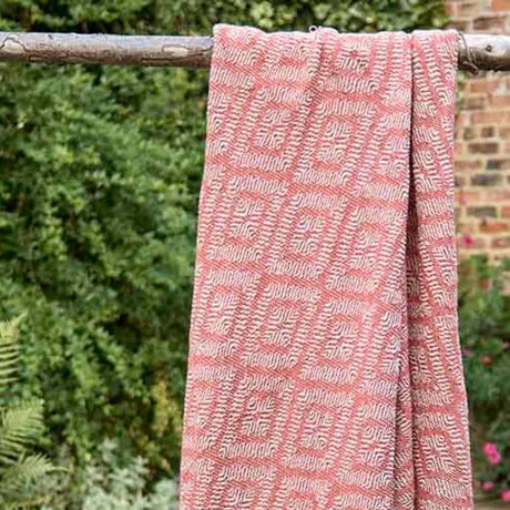 Walton & Co 127cm x 152cm Diamond Recycled Cotton Throw - Coral