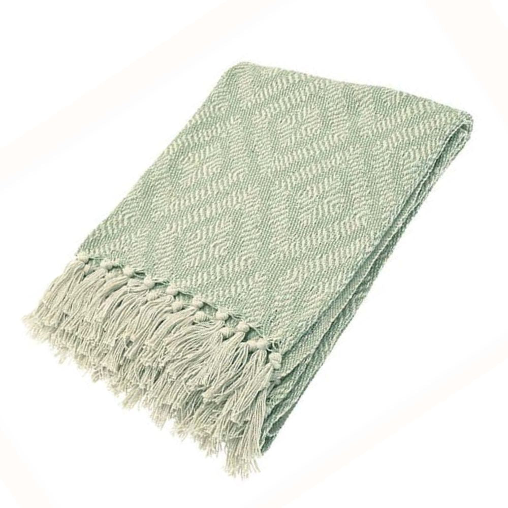 Walton & Co 127cm x 152cm Diamond Recycled Cotton Throw - Sage
