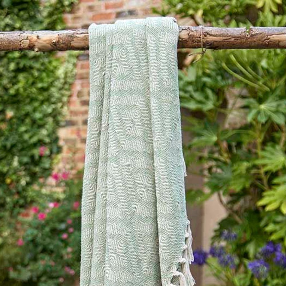 Walton & Co 127cm x 152cm Diamond Recycled Cotton Throw - Sage