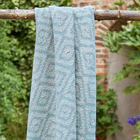 Walton & Co 127cm x 152cm Diamond Recycled Cotton Throw - Sea Blue