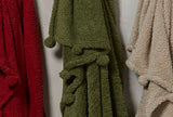 Walton & Co 180cm Sherpa Fluffy Fleece Pom-pom Throw Olive Green