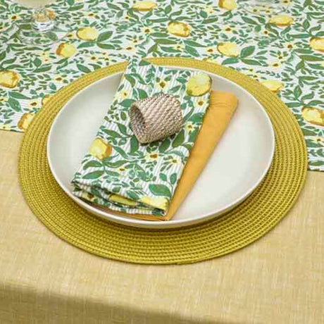 Walton & Co 35cm Circular Ribbed Placemat - Lemon