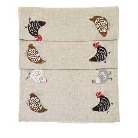 Walton & Co 35cm x 175cm Embroidered Hen Table Runner