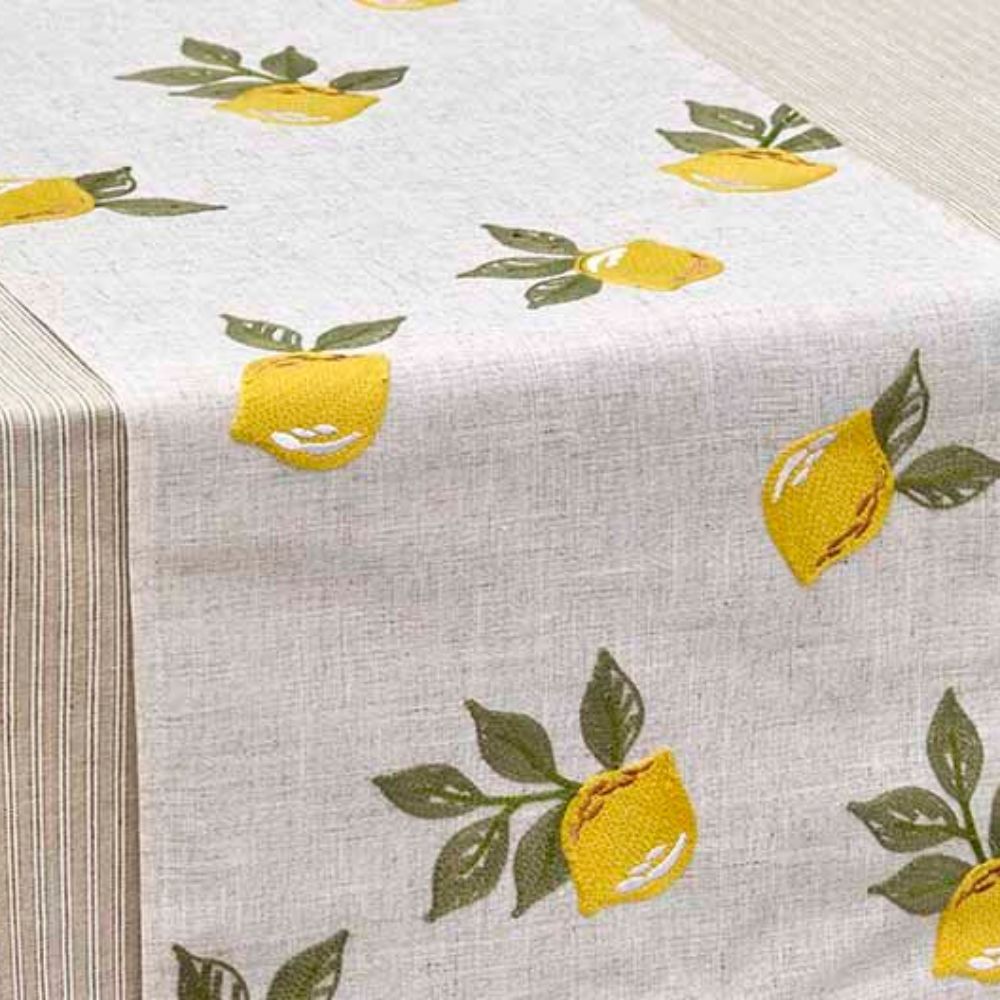 Walton & Co 35cm x 175cm Embroidered Lemon Table Runner