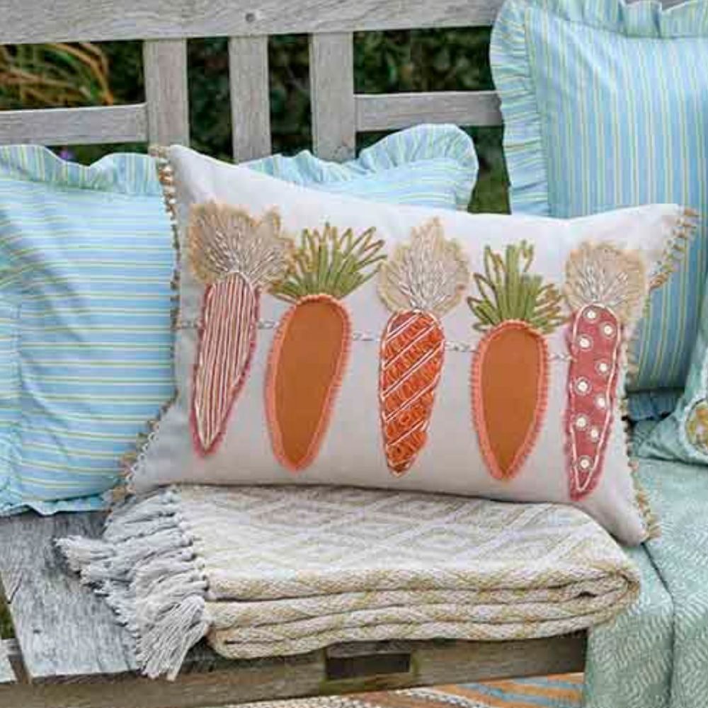 Walton & Co 35cm x 50cm Appliqued Carrot Cushion