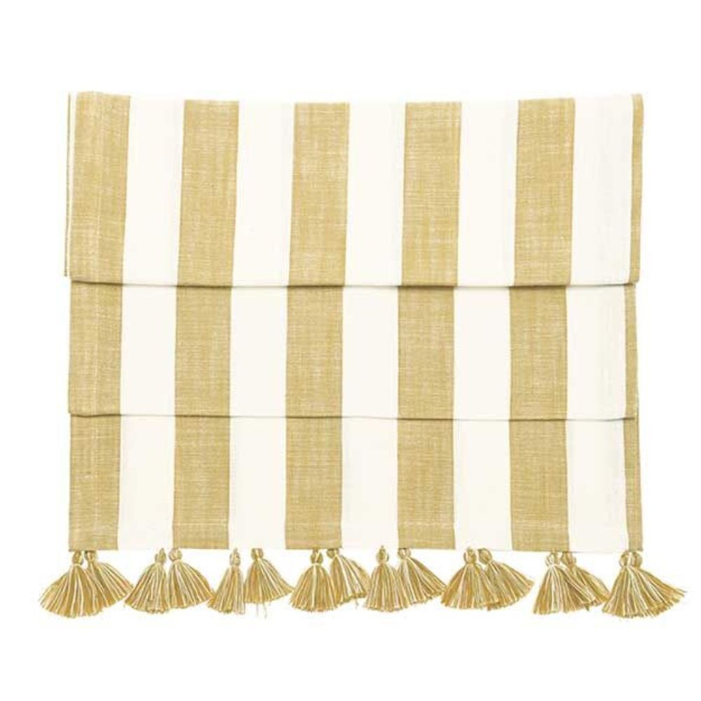 Walton & Co 40cm x 180cm Wide Stripe Table Runner - Honeydew