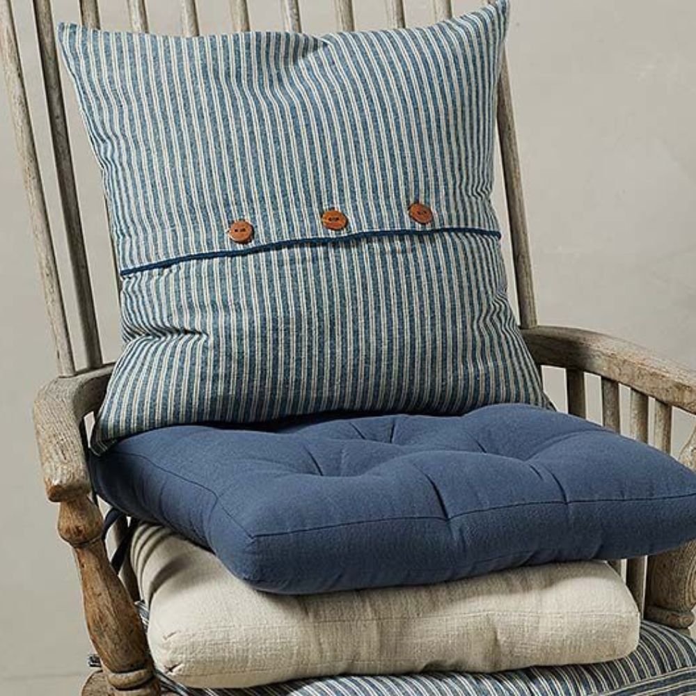 Walton & Co 43cm x 43cm Hampton Stripe Button Cushion