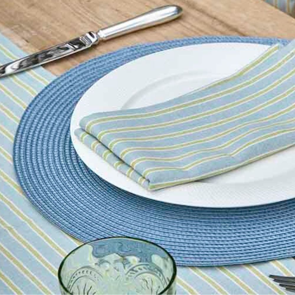 Walton & Co Circular Ribbed Placemat - Sky Blue