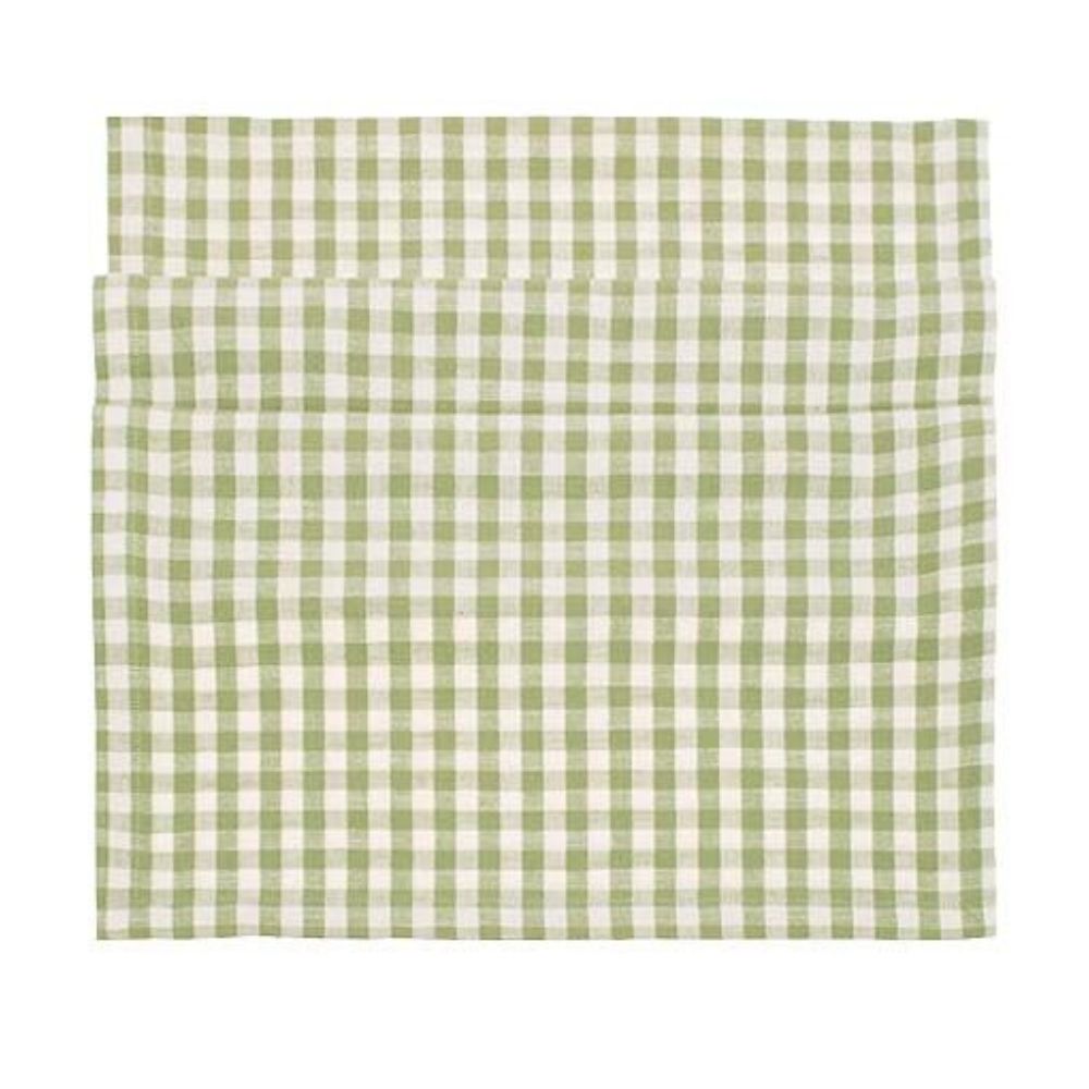 Walton & Co Pale Olive Gingham Table Runner (40cm x 180cm)
