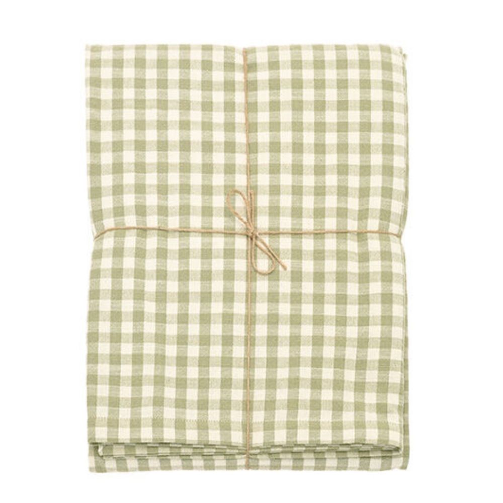 Walton & Co Pale Olive Gingham Tablecloth (130cm x 180cm)