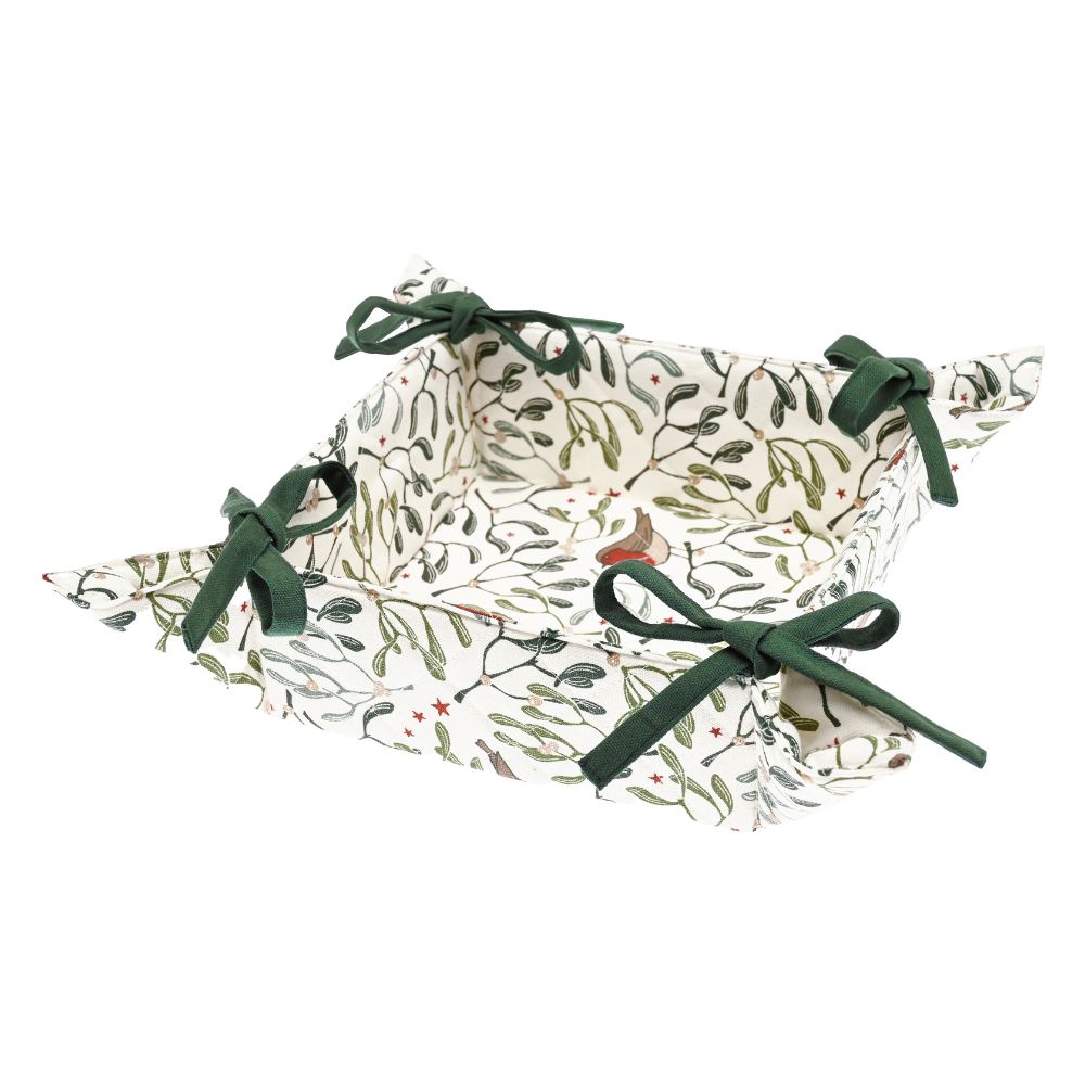 Walton & Co Robin & Mistletoe Bread Basket