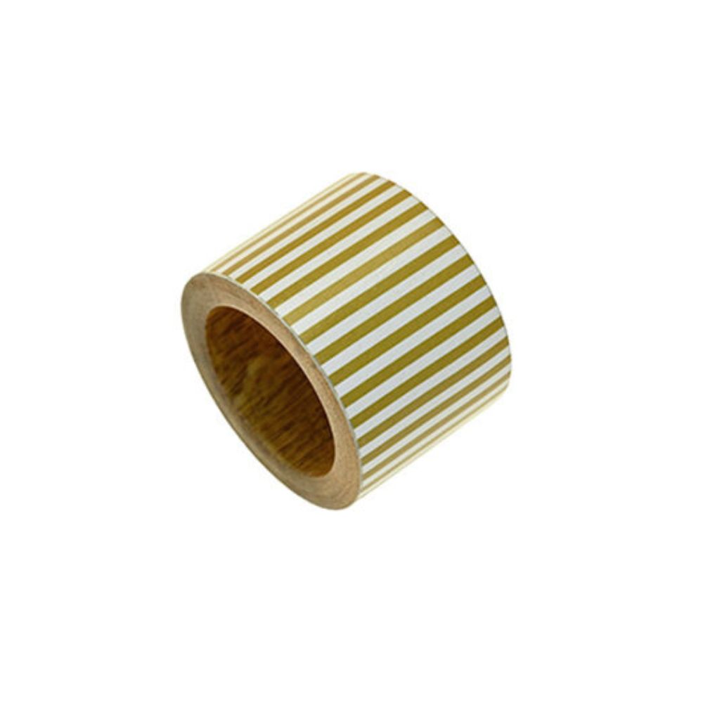 Walton & Co Striped Wooden Napkin Ring - Lemon
