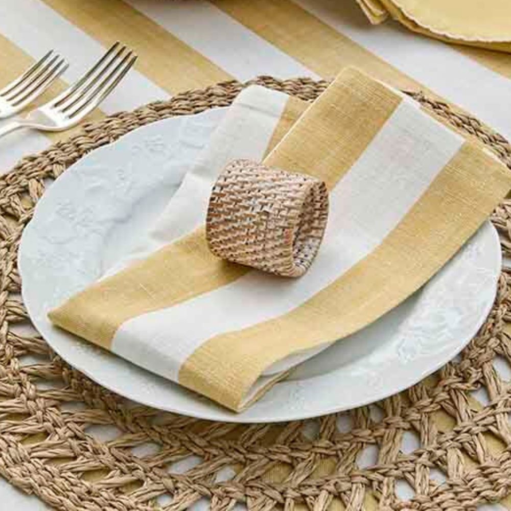 Walton & Co Wide Stripe Napkin (Set Of 4) - Honeydew