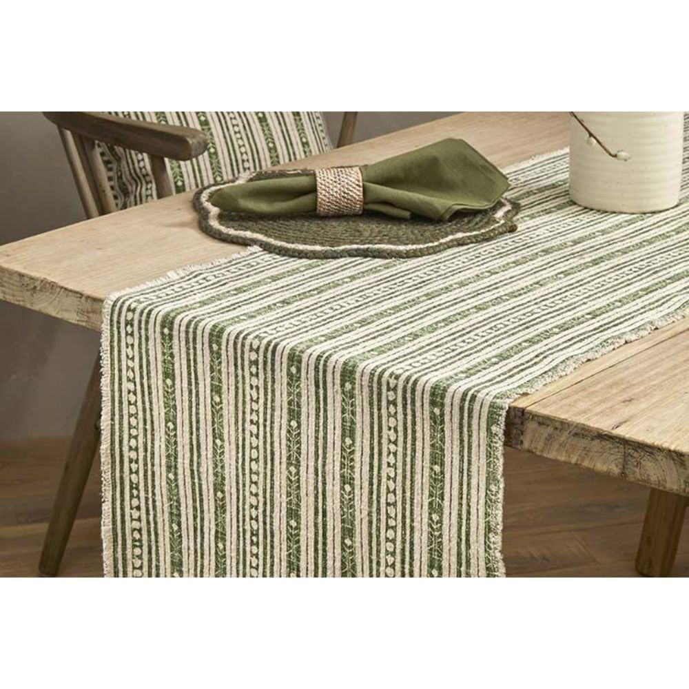 Walton & Co 180cm Stockhom Green Stripe Table Runner