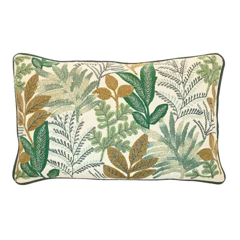 Walton & Co 50cm Embroidered Fern Cushion