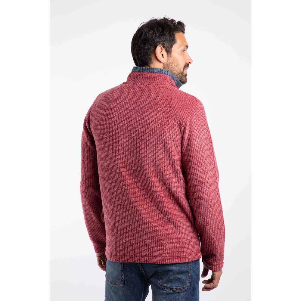 Weird Fish Newark 1/4 Zip Grid Men's Fleece - Rhubarb