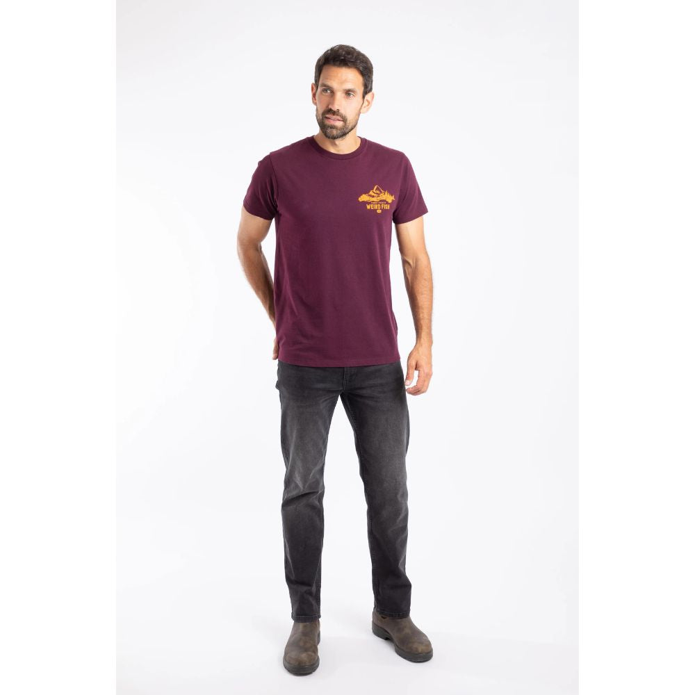 Weird Fish Mountain Valley Back Print Graphic T-Shirt - Aubergine