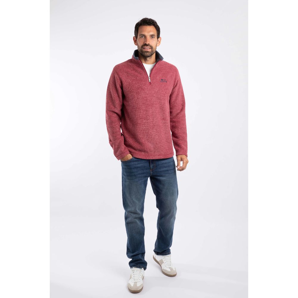 Weird Fish Newark 1/4 Zip Grid Men's Fleece - Rhubarb