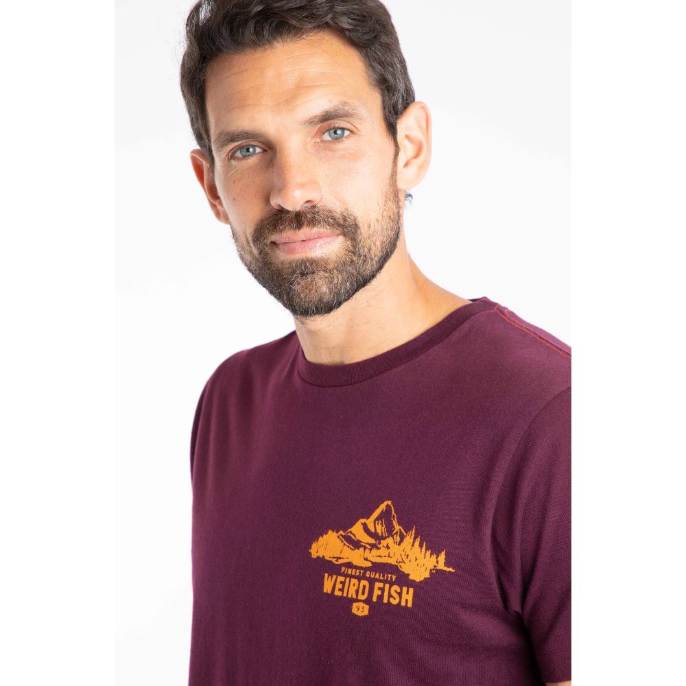 Weird Fish Mountain Valley Back Print Graphic T-Shirt - Aubergine