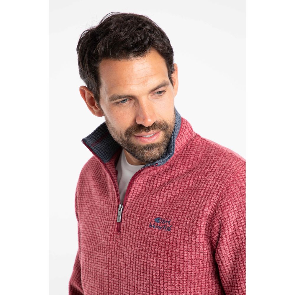 Weird Fish Newark 1/4 Zip Grid Men's Fleece - Rhubarb