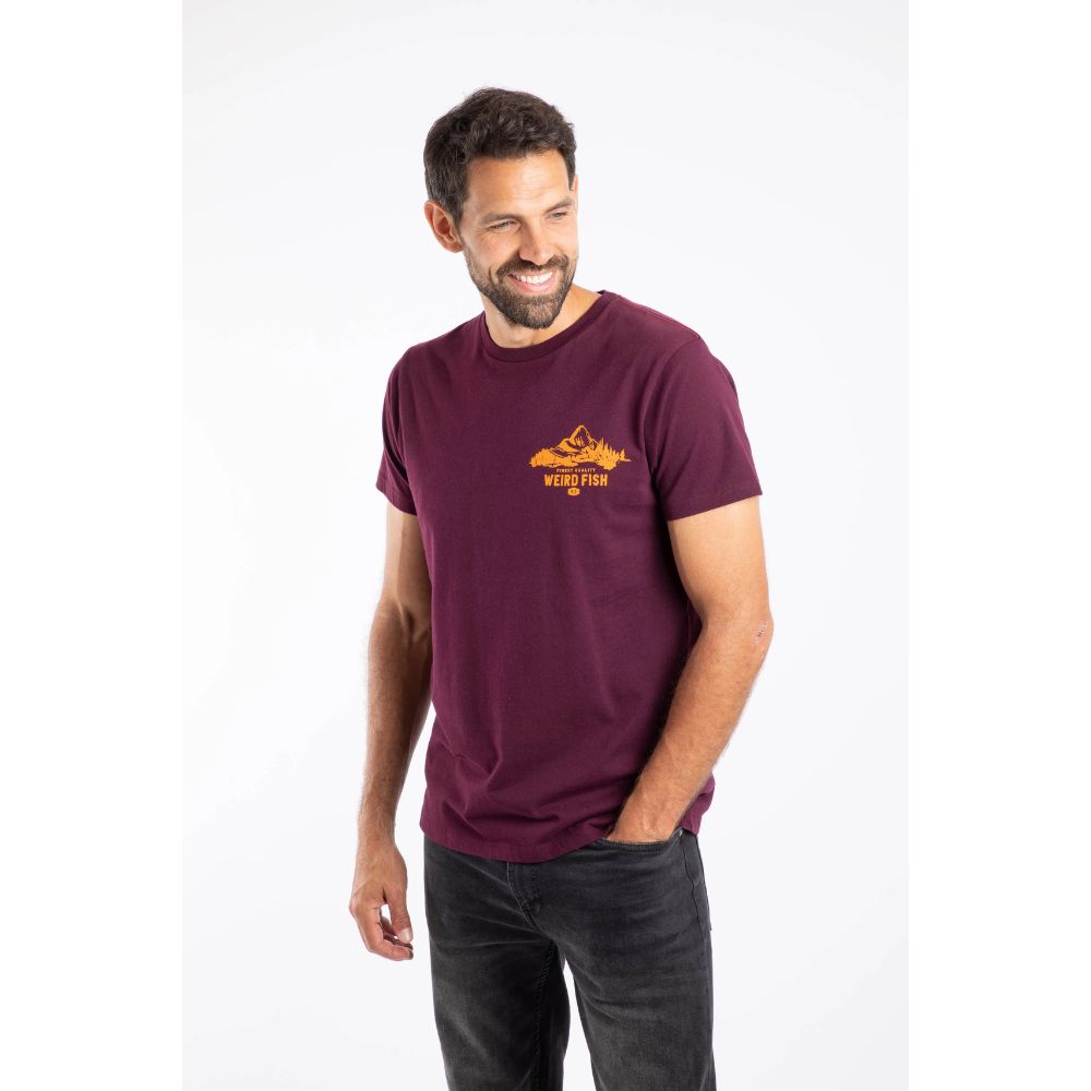 Weird Fish Mountain Valley Back Print Graphic T-Shirt - Aubergine